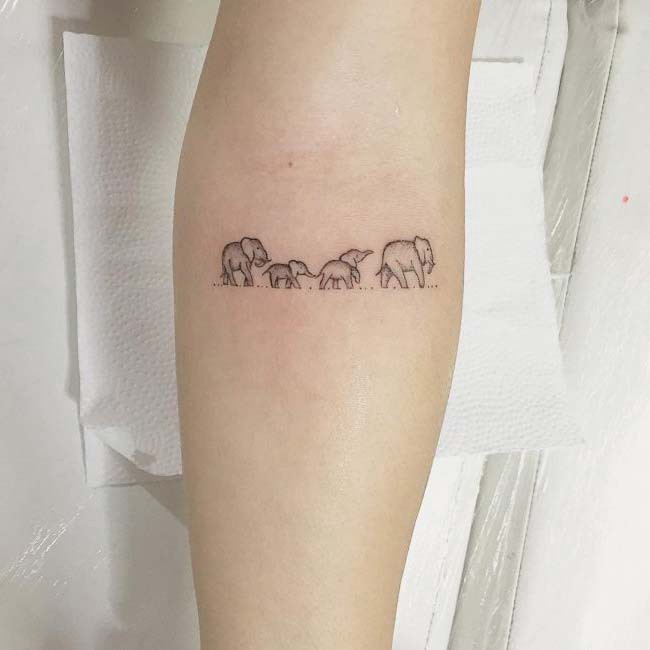 elephant family tattoo model