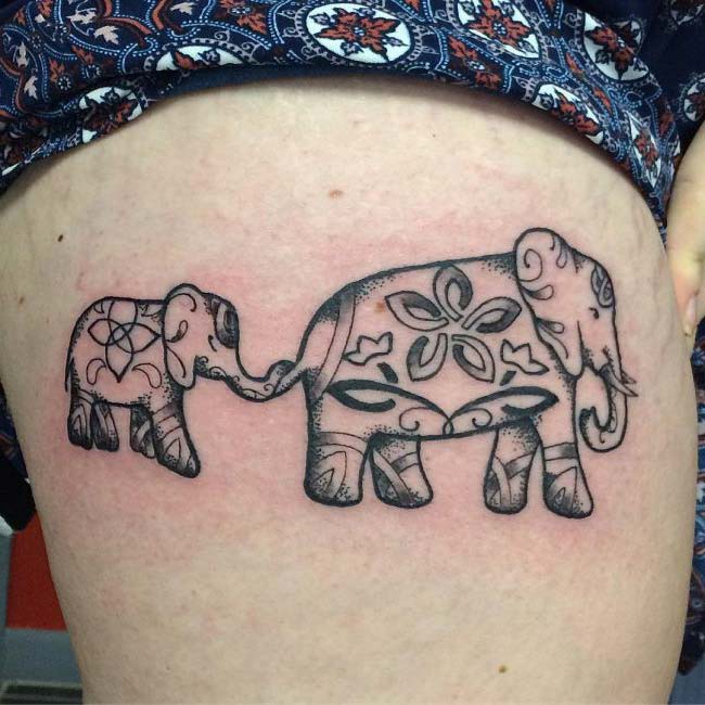 elephant and cub tattoo