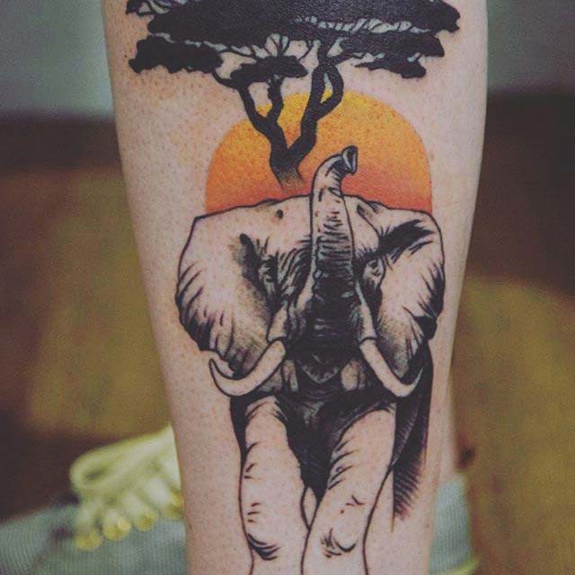elephant portrait tattoo