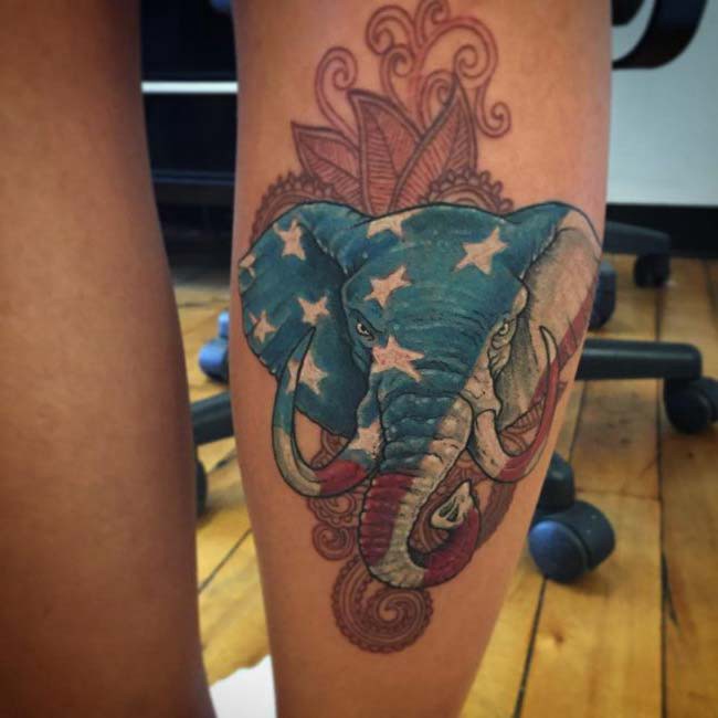american flag elephant tattoo