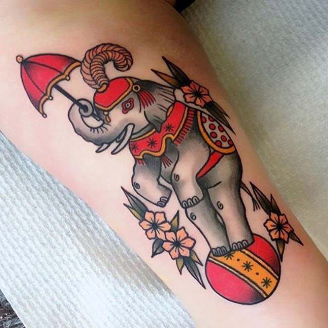 circus elephant tattoo