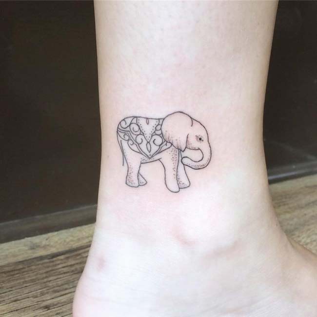 ankle elephant tattoo