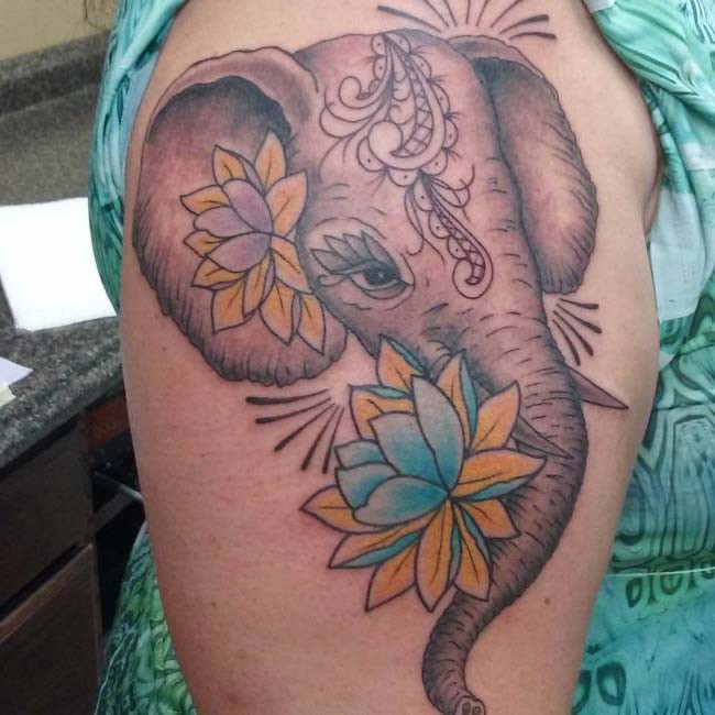 flowering elephant tattoo
