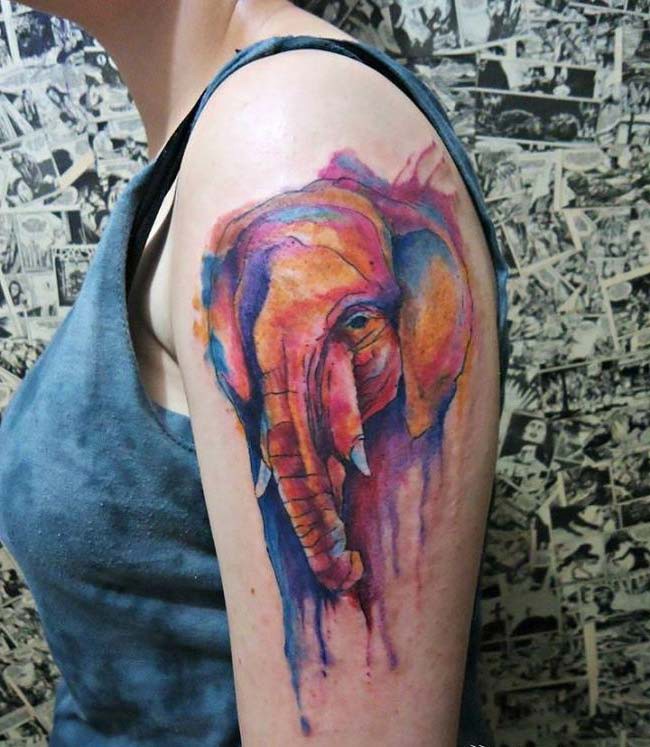 colorful elephant tattoo tumblr