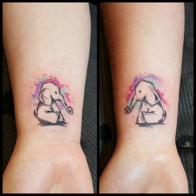 baby elephant wrist tattoo