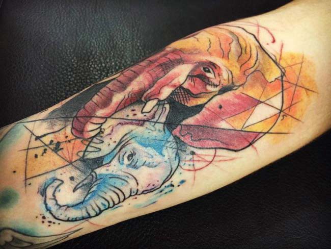 elephant art tattoo