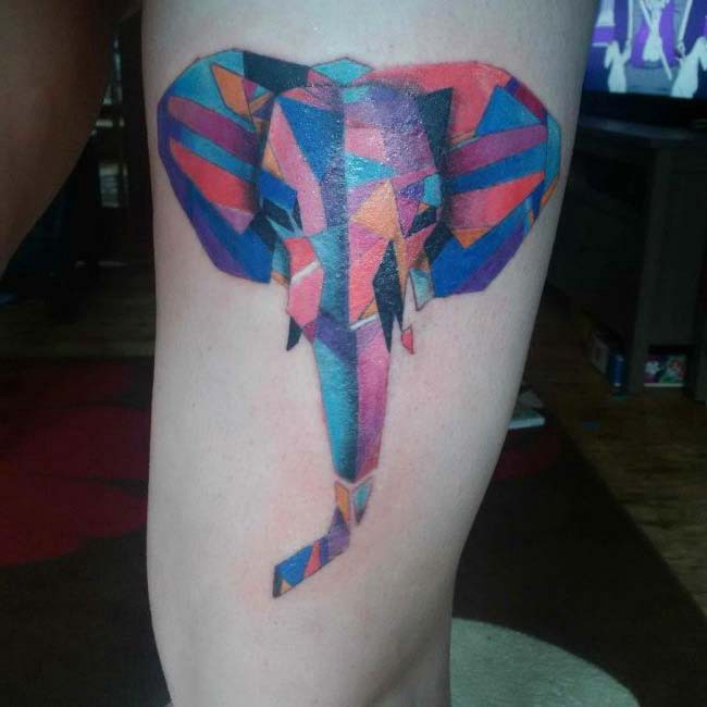 modern art elephant tattoo