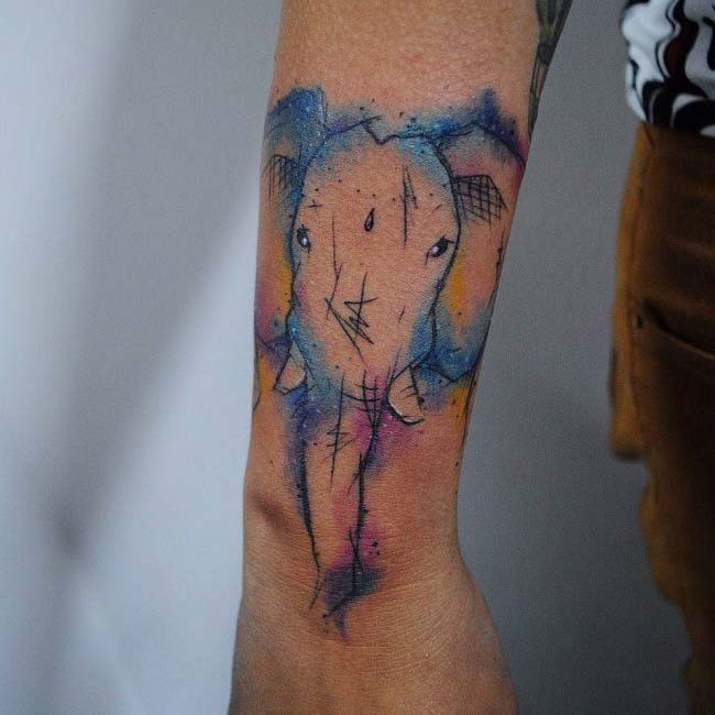 modern elephant tattoo