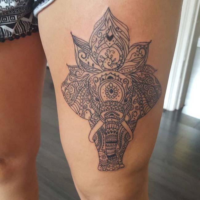 tribal mandala elephant tattoo