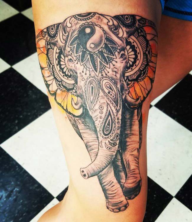 yin yang elephant tattoo