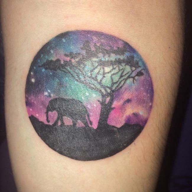 round elephant tattoo