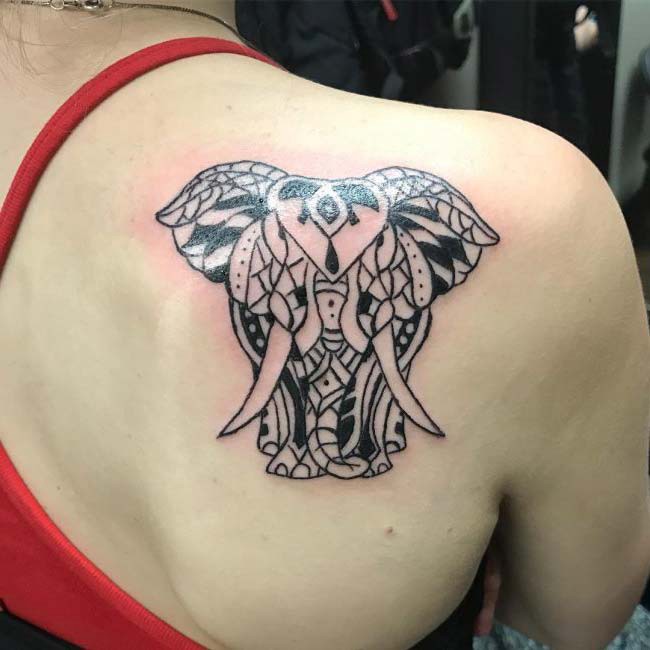 mandala baby elephant tattoo