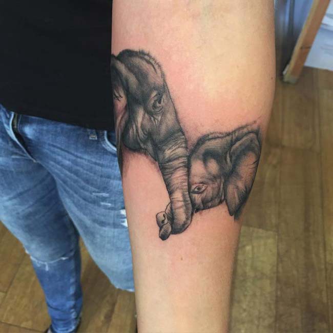 father son elephant tattoo