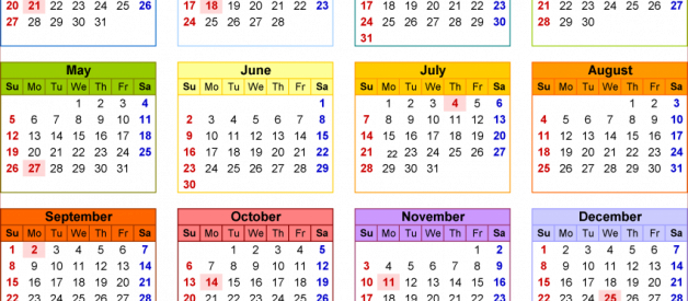 2018 Calendar — 2019 Calendar