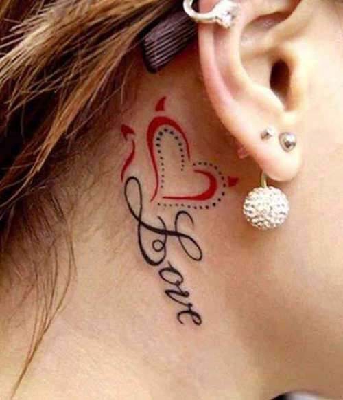 name tattoo behind ear