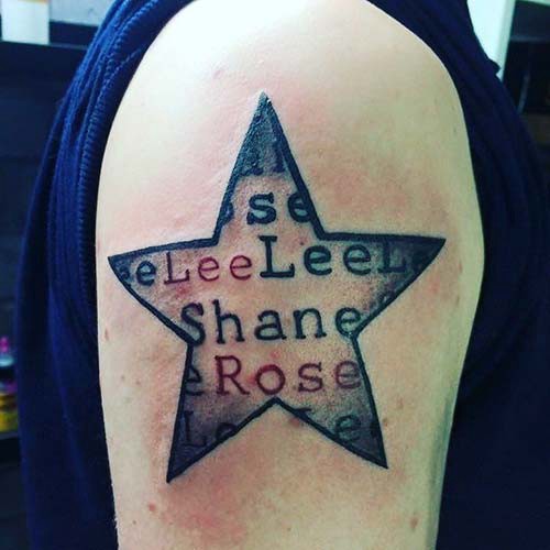 name tattoo in star