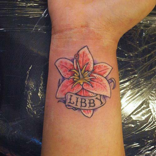 floral name tattoo
