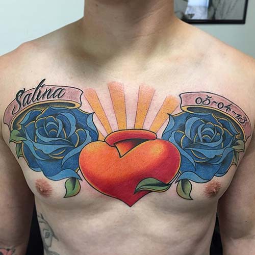 man chet name tattoo wit heart