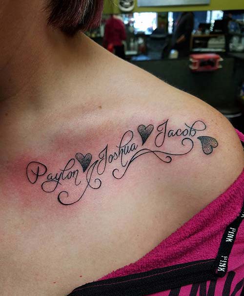 collarbone name tattoo with heart collarbone name tattoo with heart
