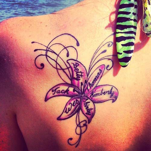 flower leaf name tattoo