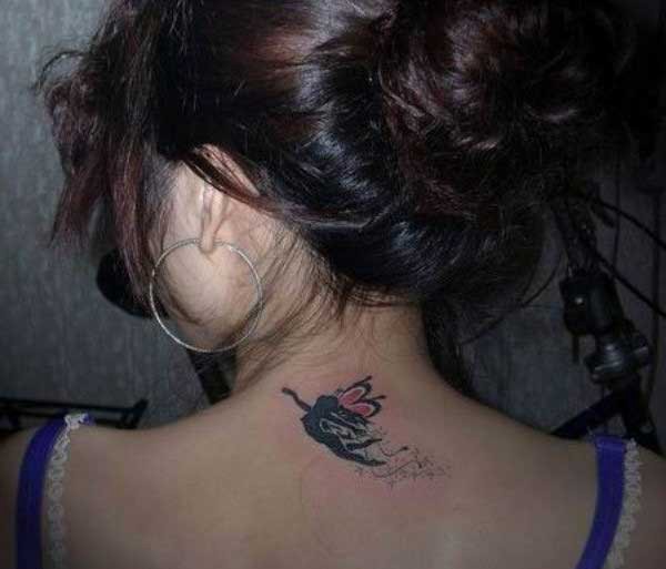 nape tattoo female angel