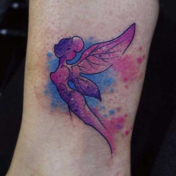 purple angel tattoo