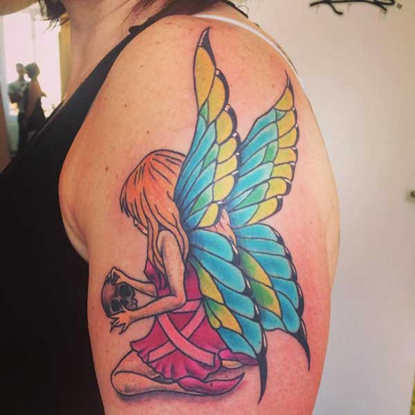 angel fairy arm tattoo