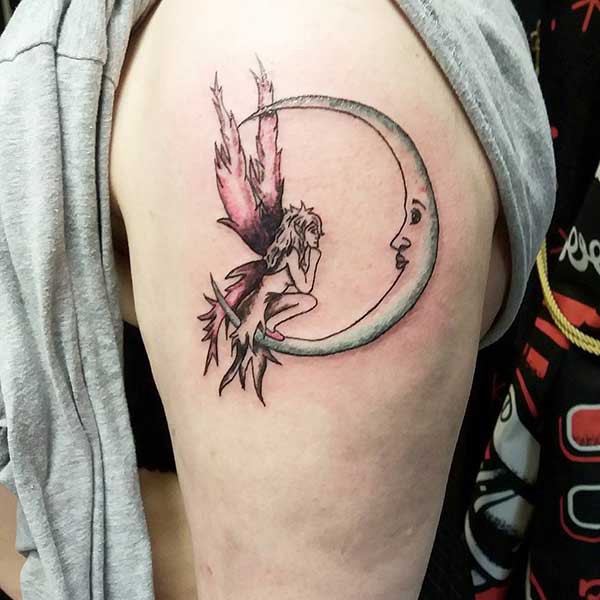 moon angel tattoo