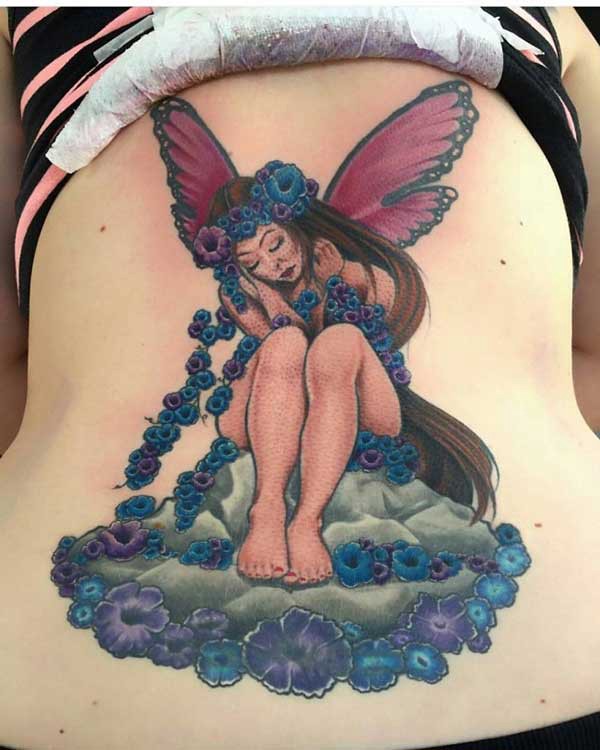 angel tattoo belly