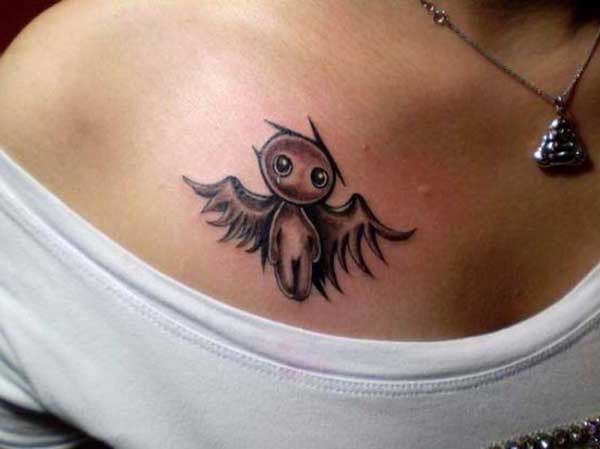 tiny angel shoulder tattoo