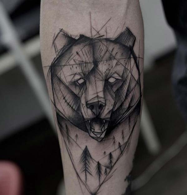 geometric bear tattoo