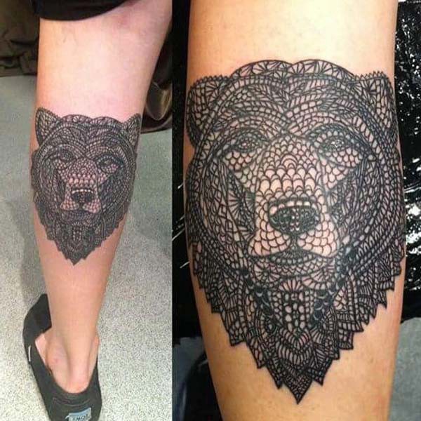 ankle bear tattoo geometric