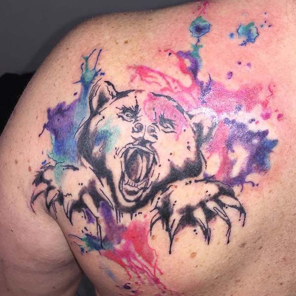 colorful watercolor bear bear tattoo tattoo