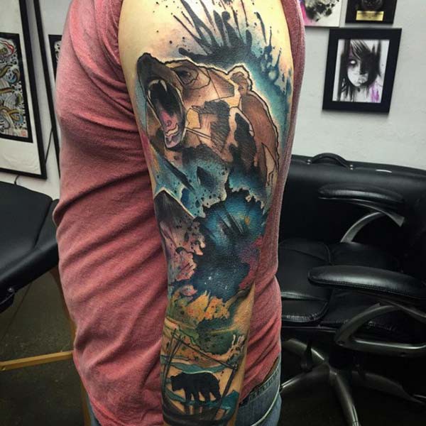 Colorful sleeve plated tattoo bear tumblr