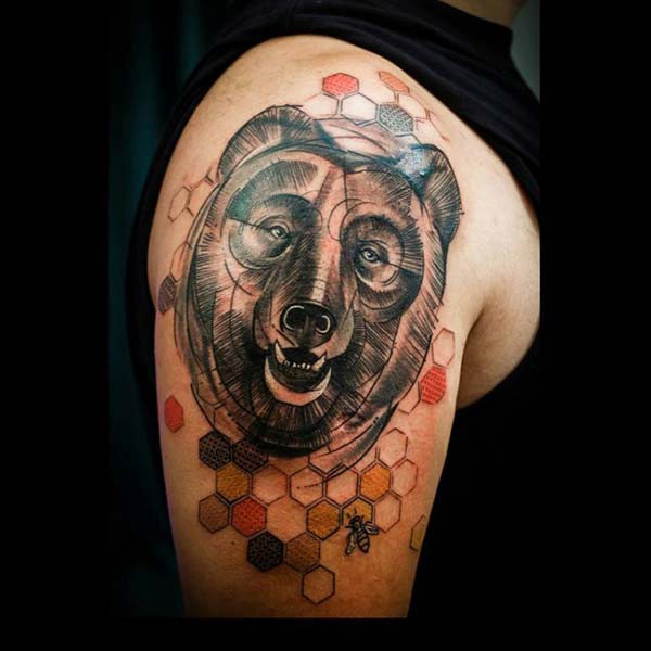 tattoo art bear figure