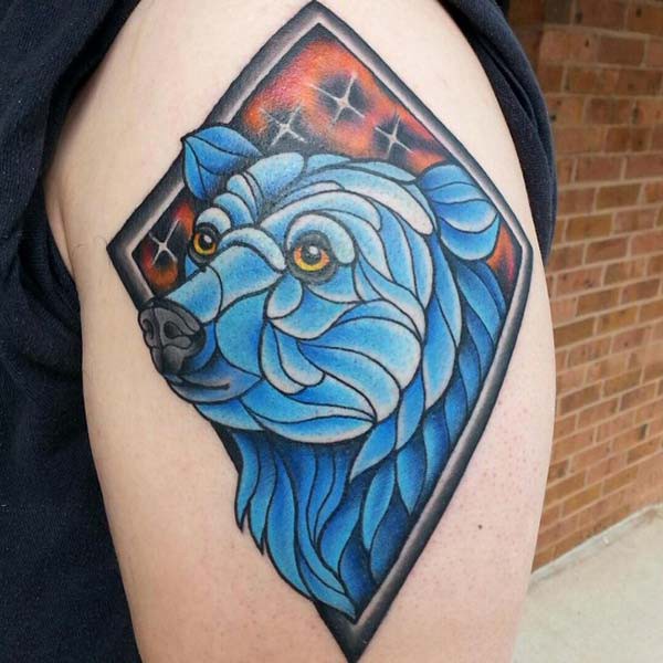 blue bear arm tattoo
