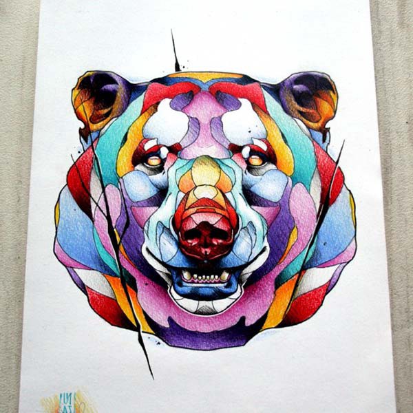 watercolor bear tattoo draw