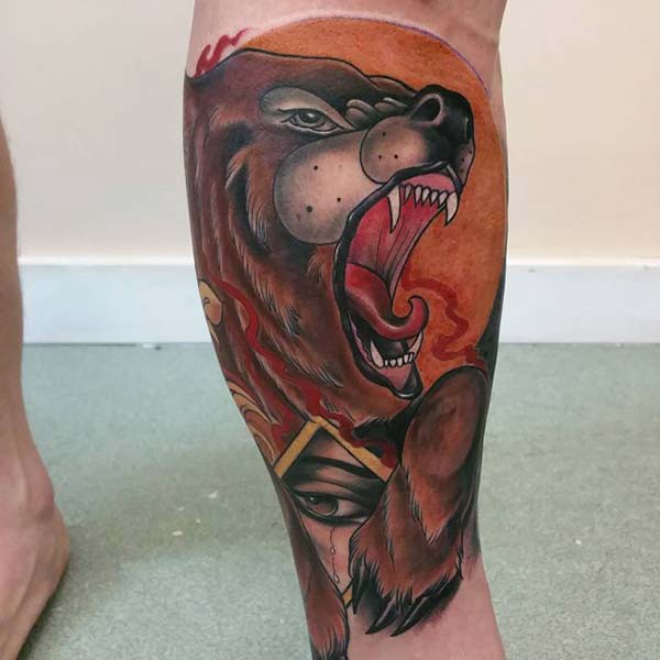brown bear foot tattoo