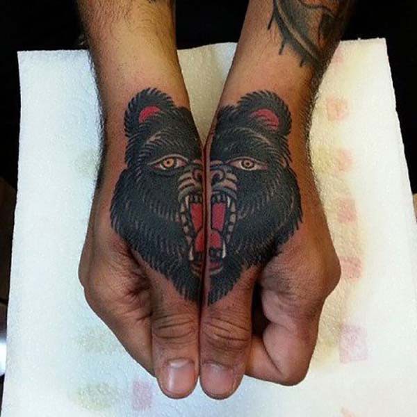two hand bear tattoo