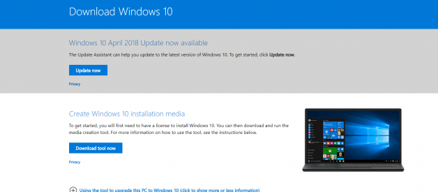 Create Windows 10 installer USB media (using Media Creation Tool)