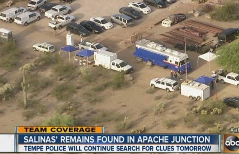 Police search area of Apache Junction wash for evidence related to the murder of Adrienne Salinas.