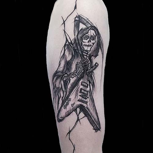 grim reaper tattoos with guitar