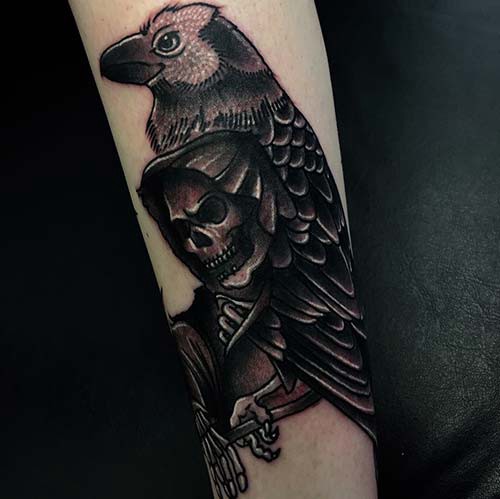 grim reaper tattoos with raven grim reaper tattoos