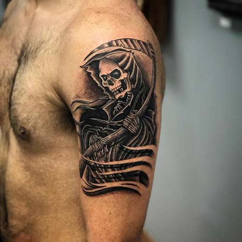 man shoulder grim reaper tattoos grim reaper tattoos