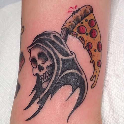 grim reaper tattoos with pizza grim reaper tattoos