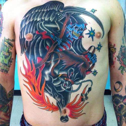 grim reaper tattoos with horse grim reaper tattoos