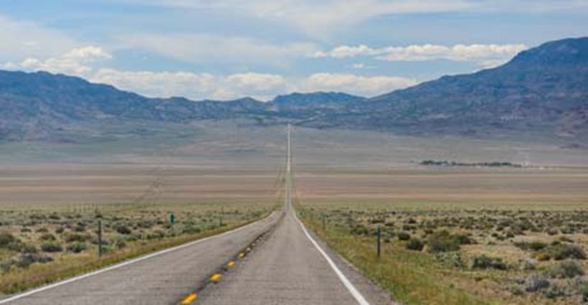 The lonely two-lane Highway 6 in Nevada is one of the most deserted roads in the country.