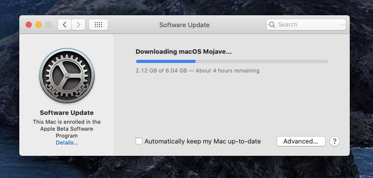 macOS Mojave downloading