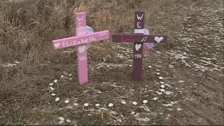 Crosses now mark the location where Elizabeth Collins and Lyric Cook?s bodies were found.