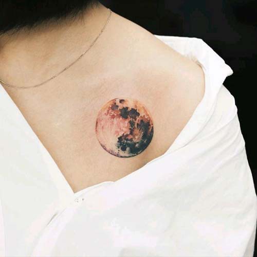 realistic moon tattoo